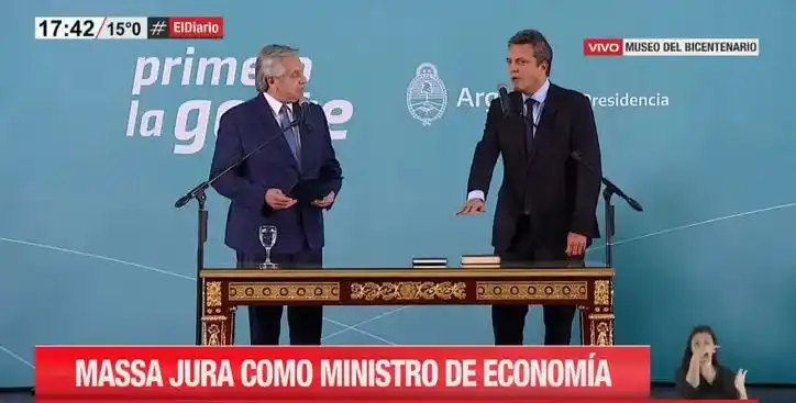 Asumió Sergio Massa en Economía con un fuerte respaldo de todos los sectores del Frente de Todos