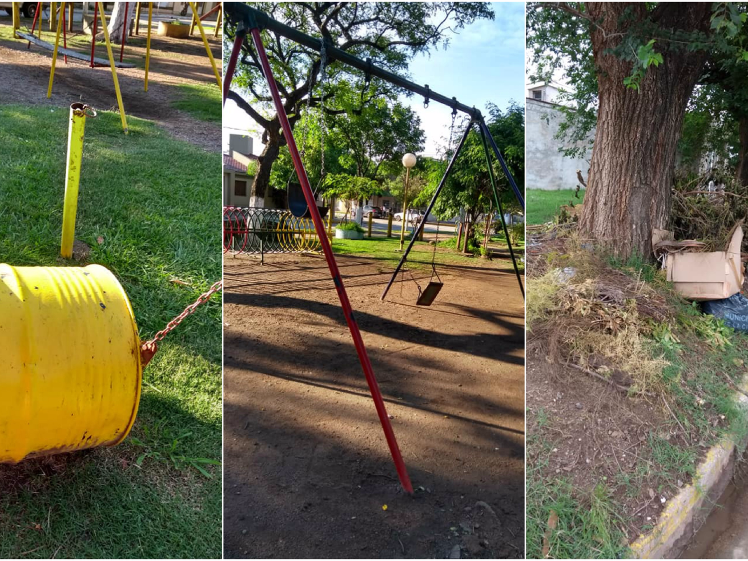 En barrio 9 de Septiembre denuncian un basural y destrozos en la plaza