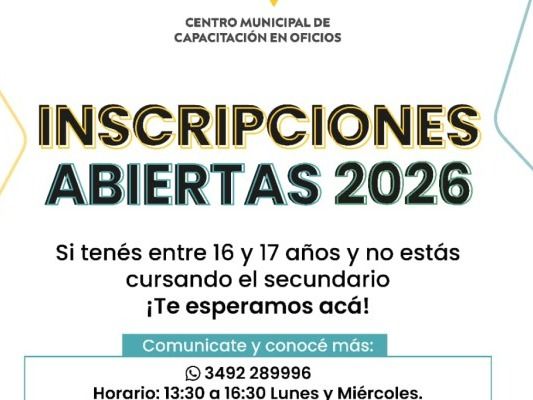 Abren la inscripción para el primer año del Centro Municipal de Capacitación en Oficios