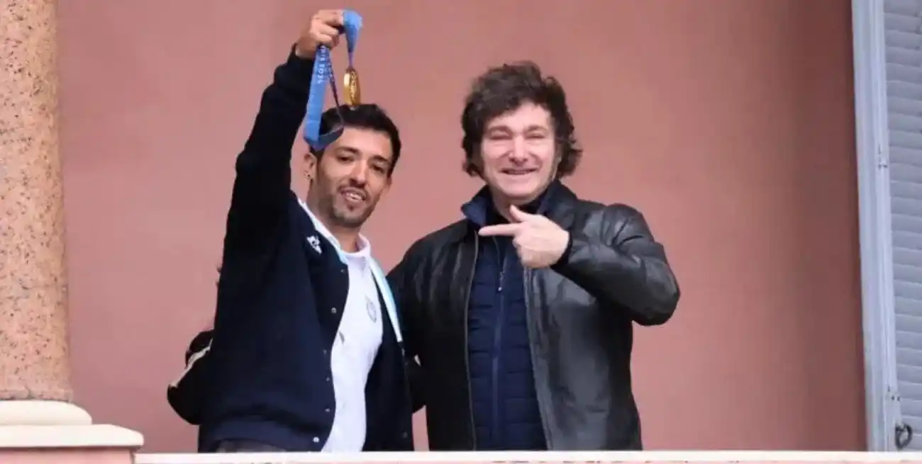 El "Maligno" en la Rosada. Javier Milei recibió a José Torres, en su regreso al país, luego de obtener la única medalla argentina en los Juegos Olímpicos de París 2024. Foto: Archivo.