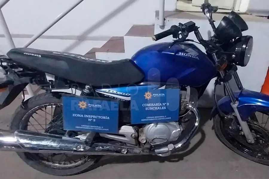 Un menor de edad de Sunchales tenía la moto de una rafaelina: su madre no sabía de dónde la había conseguido
