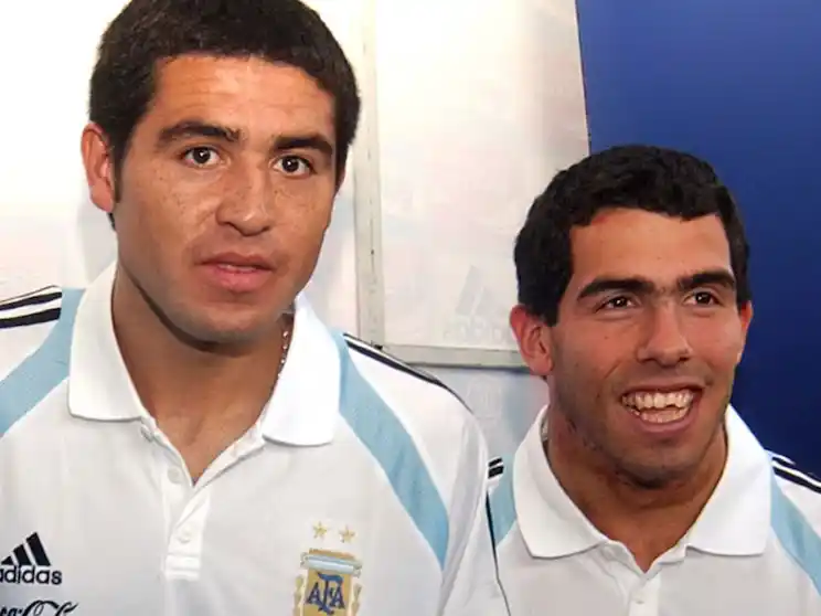Riquelme y Tevez juntos en el seleccionado nacional.