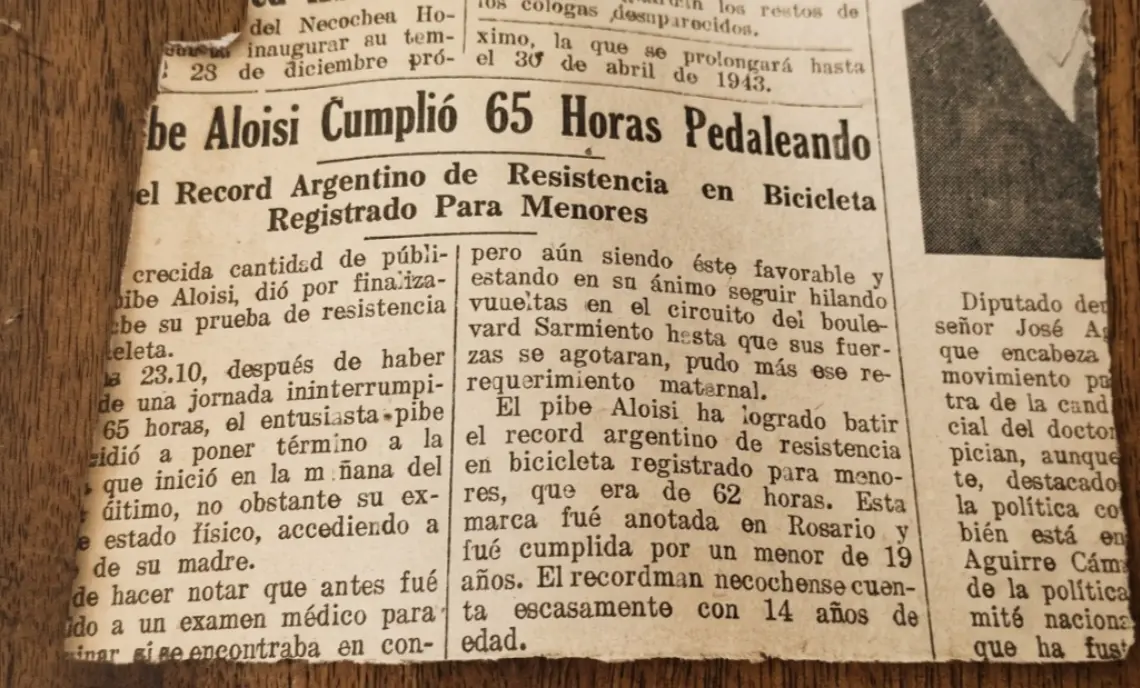 A los 14 años, un necochense hizo historia: la increíble hazaña del “Pibe” Aloisi sobre la bicicleta