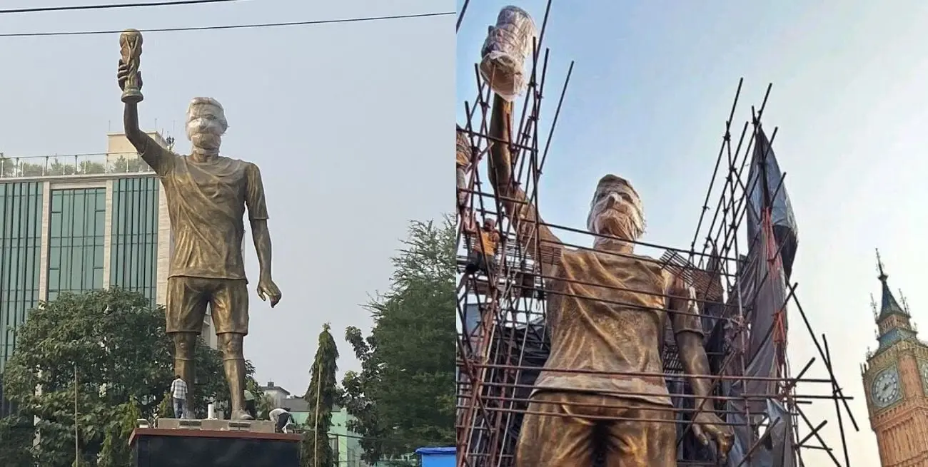 Construyeron una estatua de más de 20 metros para homenajear a Messi en India