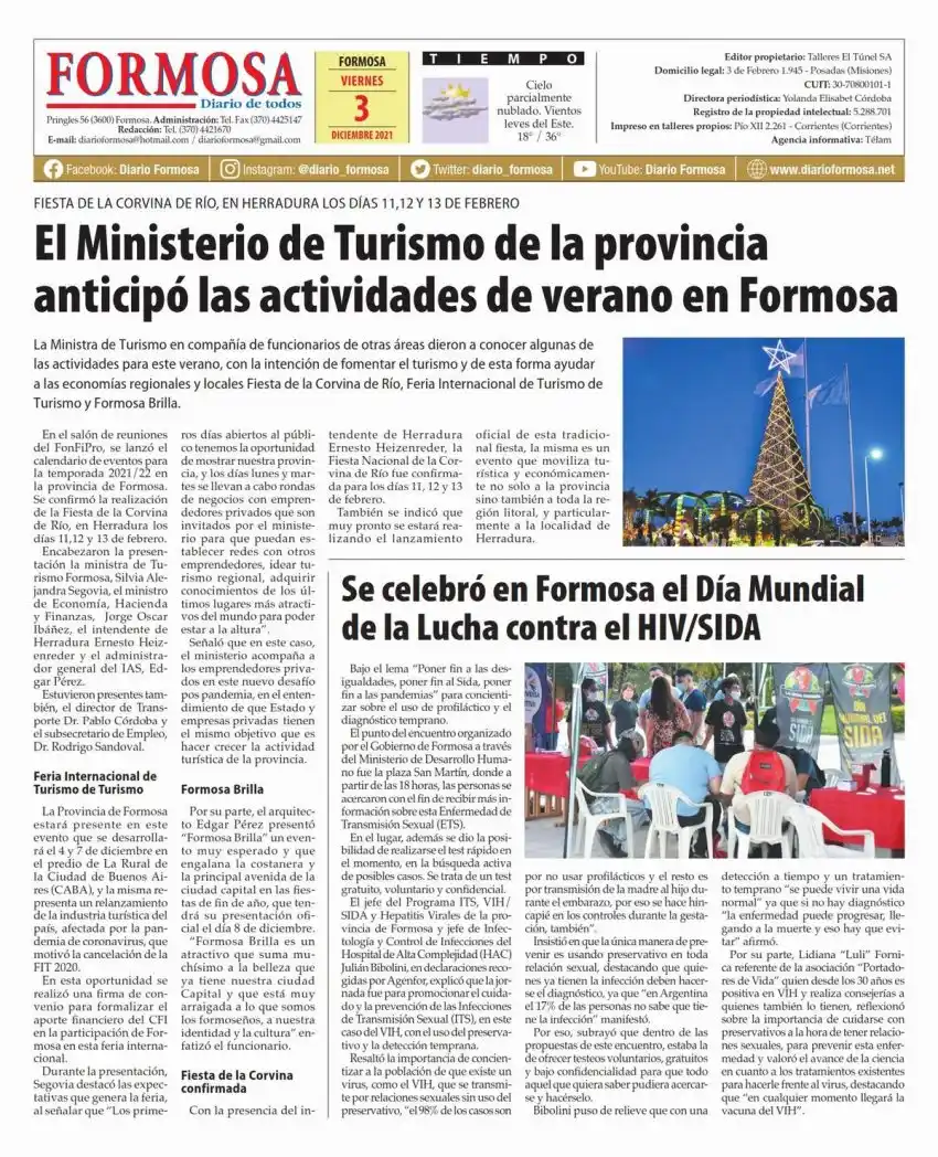 Tapa y Contratapa 3 de diciembre de 2021