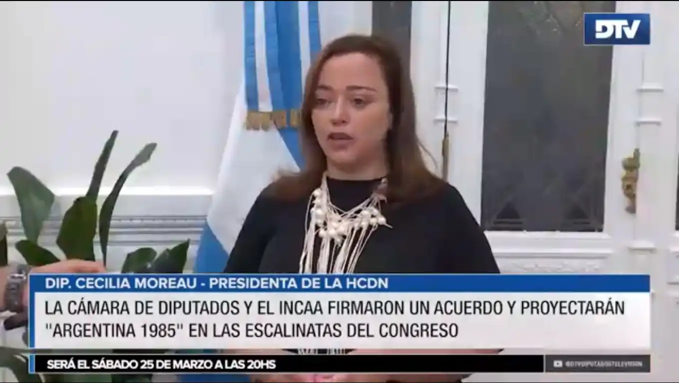 La Cámara de Diputados y el INCAA firmaron un acuerdo y proyectarán Argentina 1985 en las escalinatas del Congreso