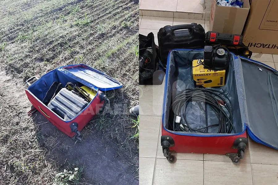 Insólito: lo ‘engancharon’ corriendo con una valija roja llena de herramientas