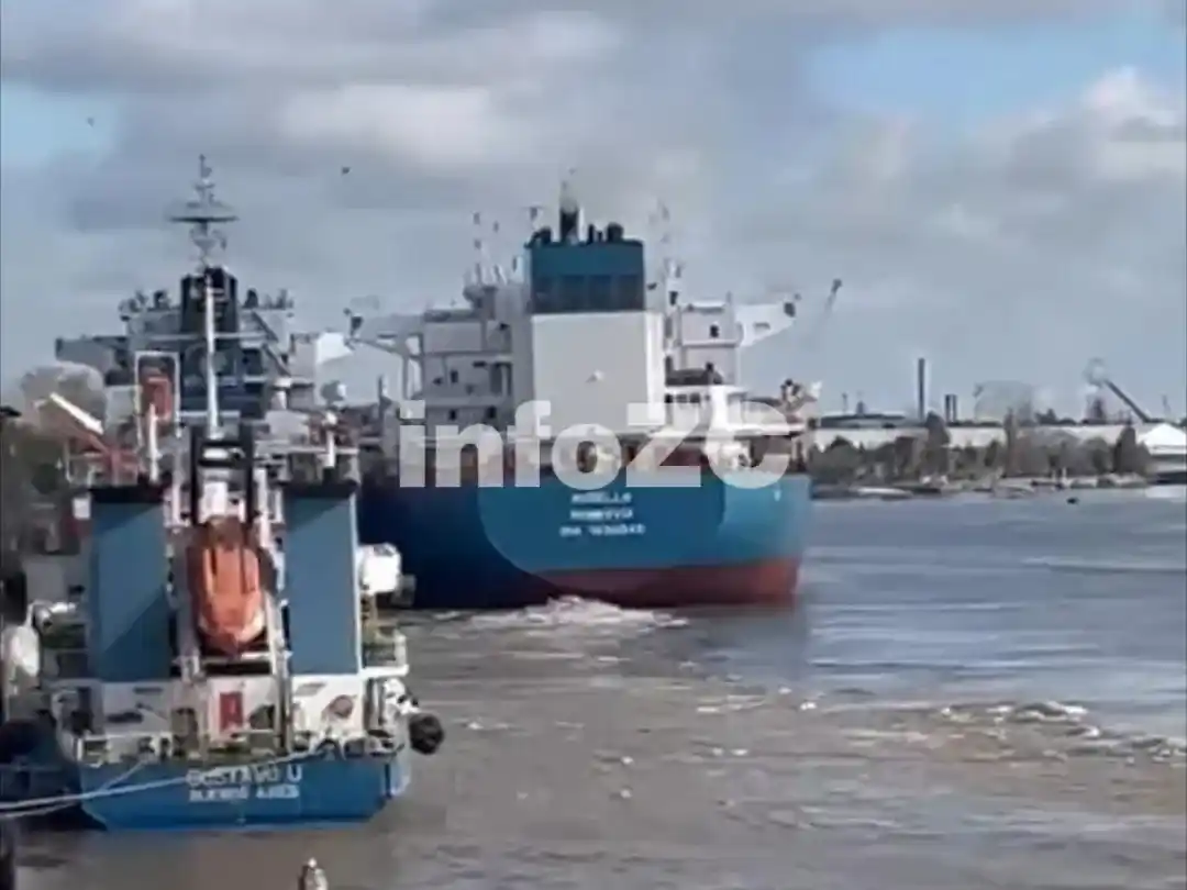 Un buque perdió el control y chocó una lancha de pasajeros amarrada en el puerto de Campana