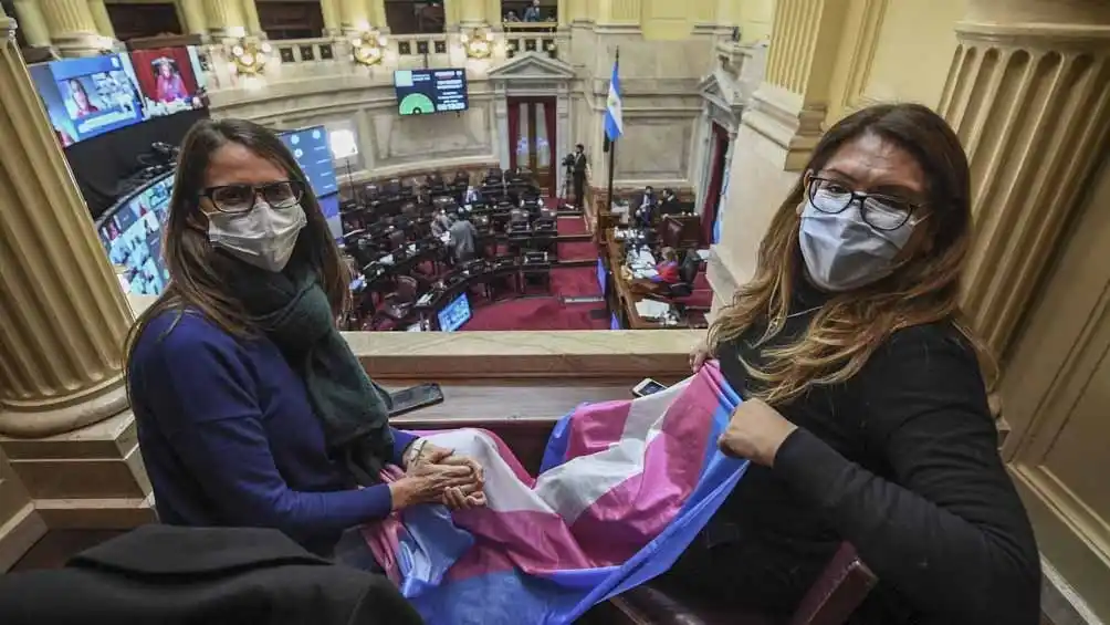 La ministra de Mujeres, Géneros y Diversidad siguiendo el debate y la votación de la ley.