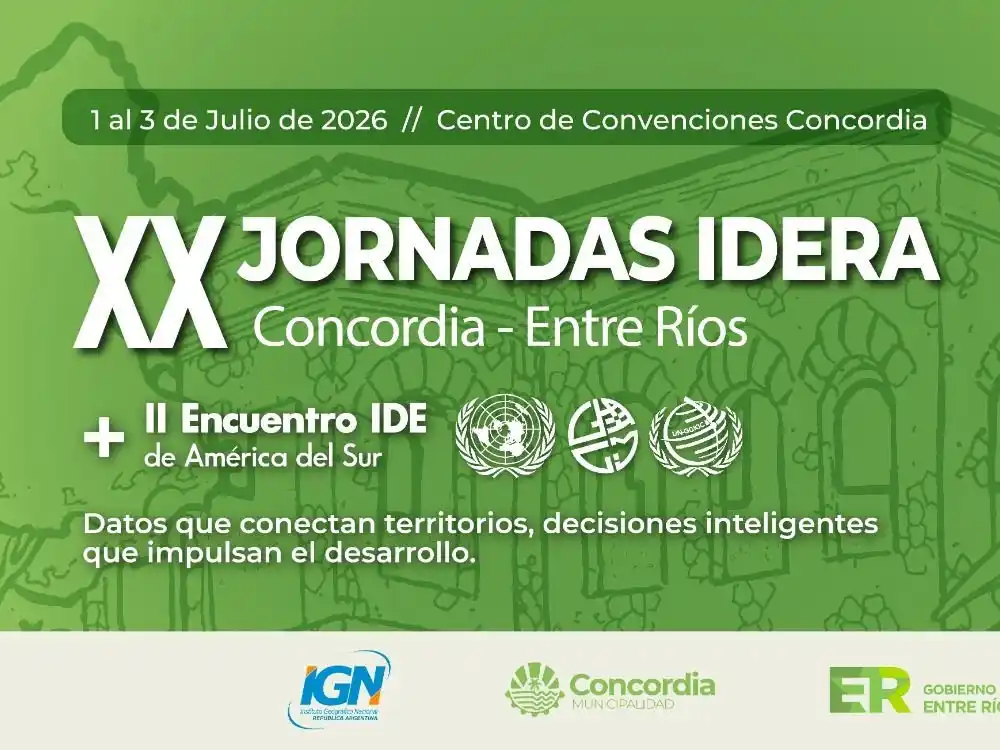 Concordia será sede de las XX Jornadas IDERA 2026: un evento fundamental para el desarrollo inteligente de los territorios