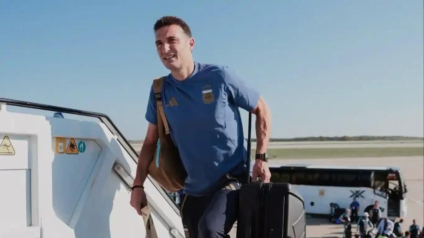 Lionel Scaloni, en la llegada a Atlanta.