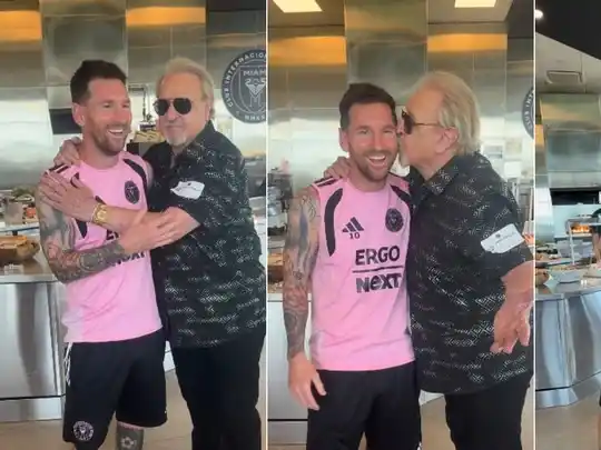 Leo recibió a Kiko en el entrenamiento del Inter Miami. Foto: carlos_kiko1