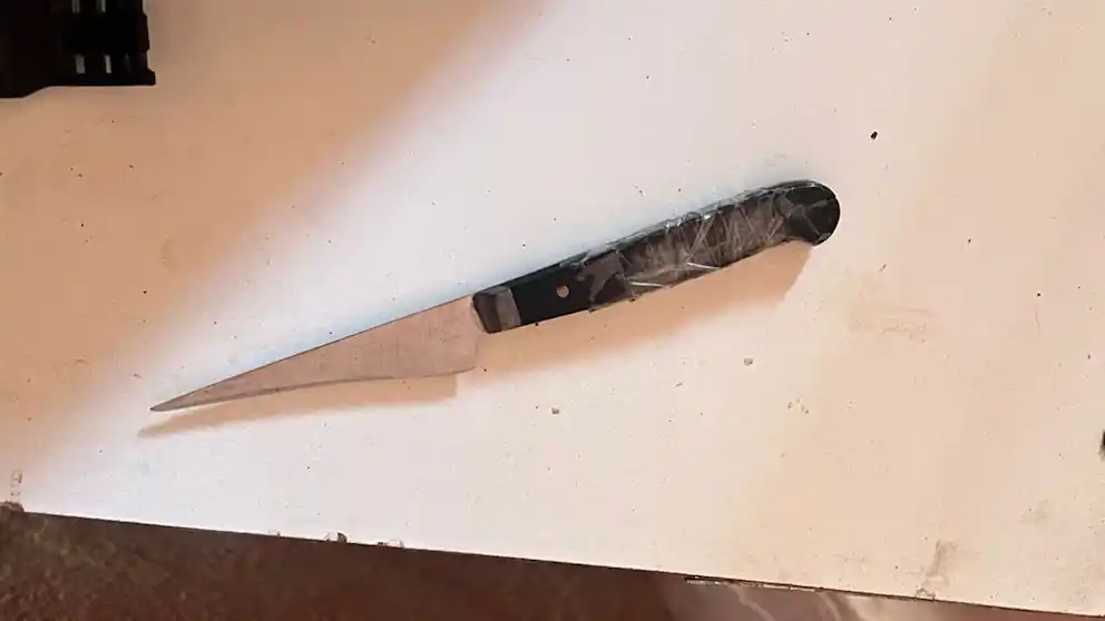 El cuchillo encontrado en el allanamiento