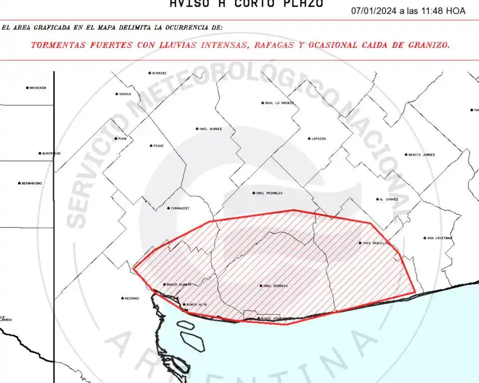 El SMN emitió una alerta a corto plazo por tormentas