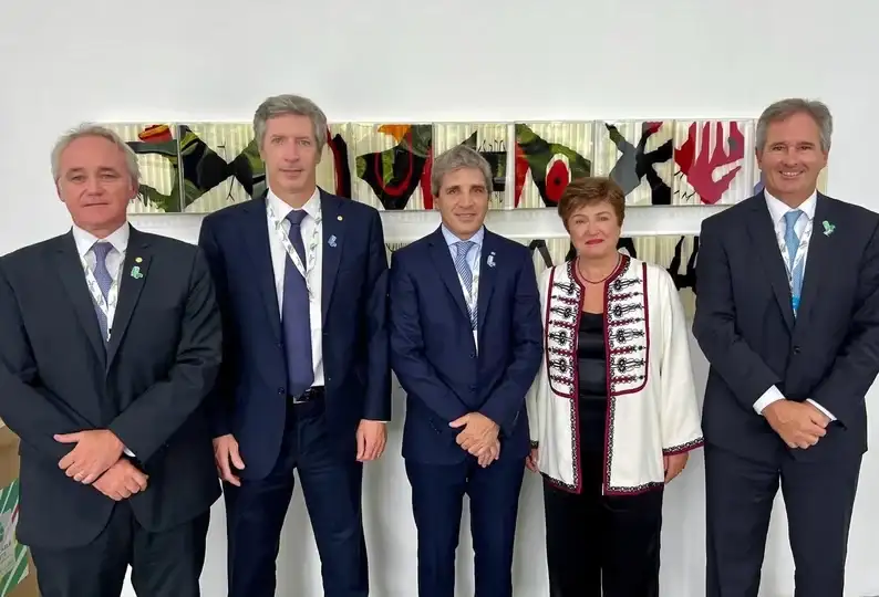 Vladimir Werning, Santiago Bausili, Luis Caputo, Kristalina Georgieva y José Luis Daza.