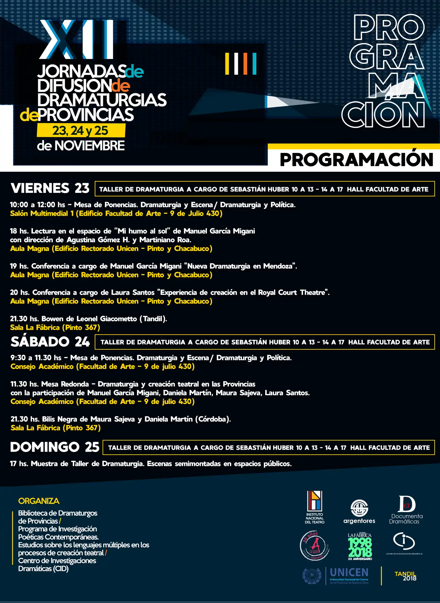  Se desarrollarán las XII Jornadas de Difusión de Dramaturgias de Provincia