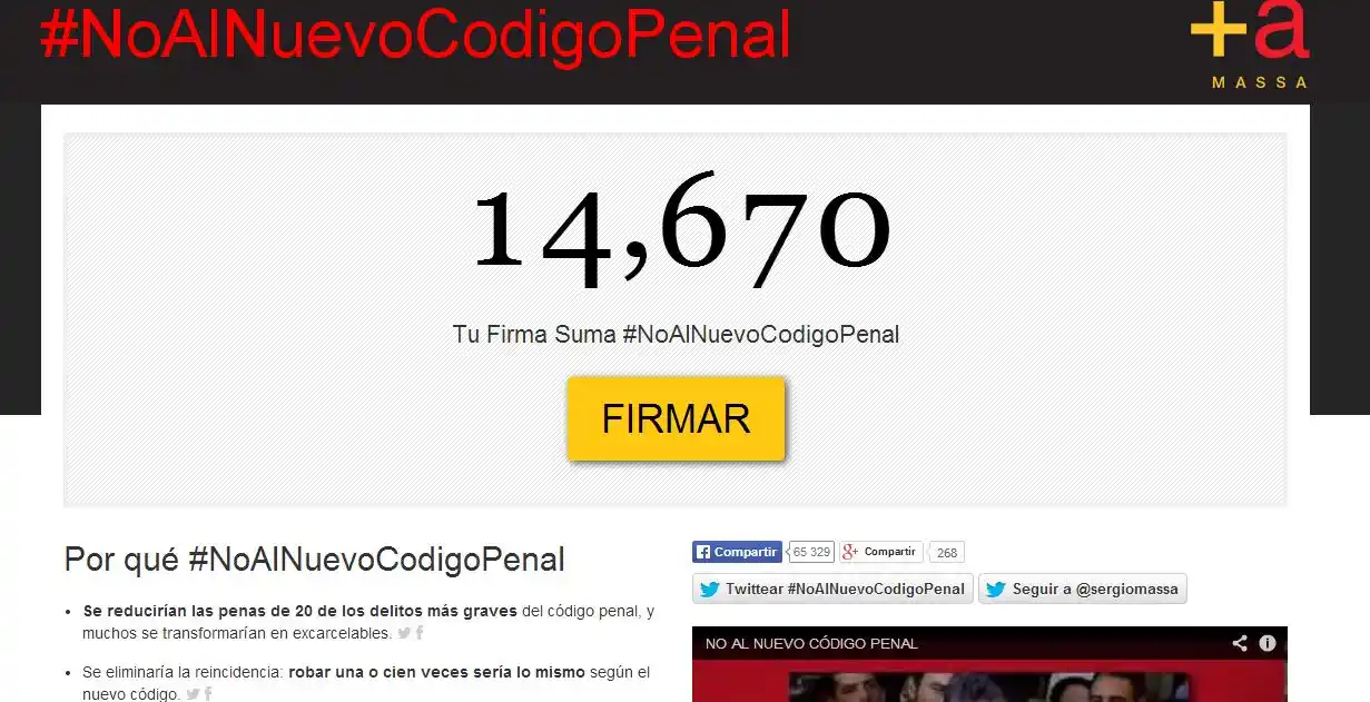 Massistas denuncian ataque hacker a web de firmas contra reforma del Código Penal