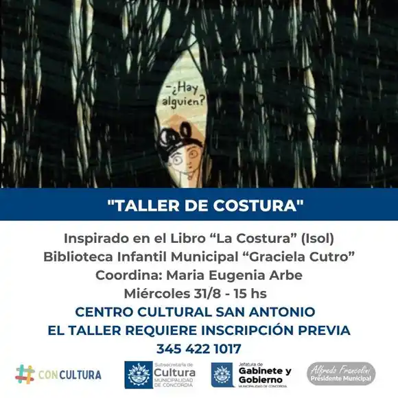 Taller de costura, en la Biblioteca  Infantil Municipal �SGraciela Cutro⬝