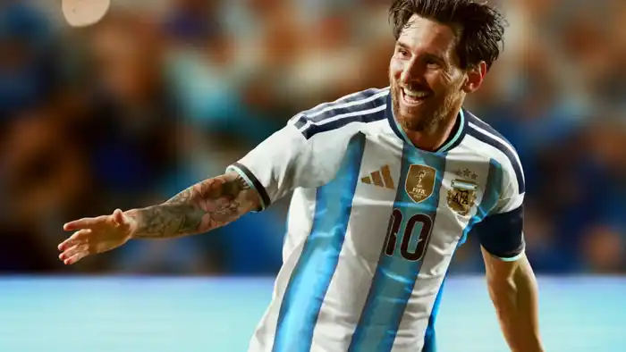 Messi con la casaca nueva de Argentina