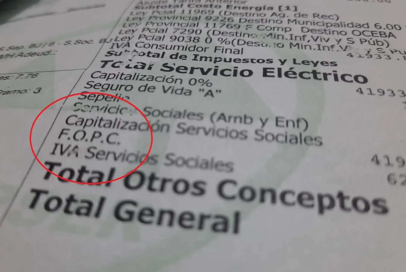El FOPC se cobra en la factura de Coopser.