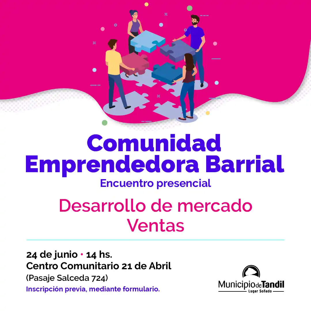 Realizarán este viernes un nuevo encuentro del programa municipal "Comunidad Emprendedora Barrial"