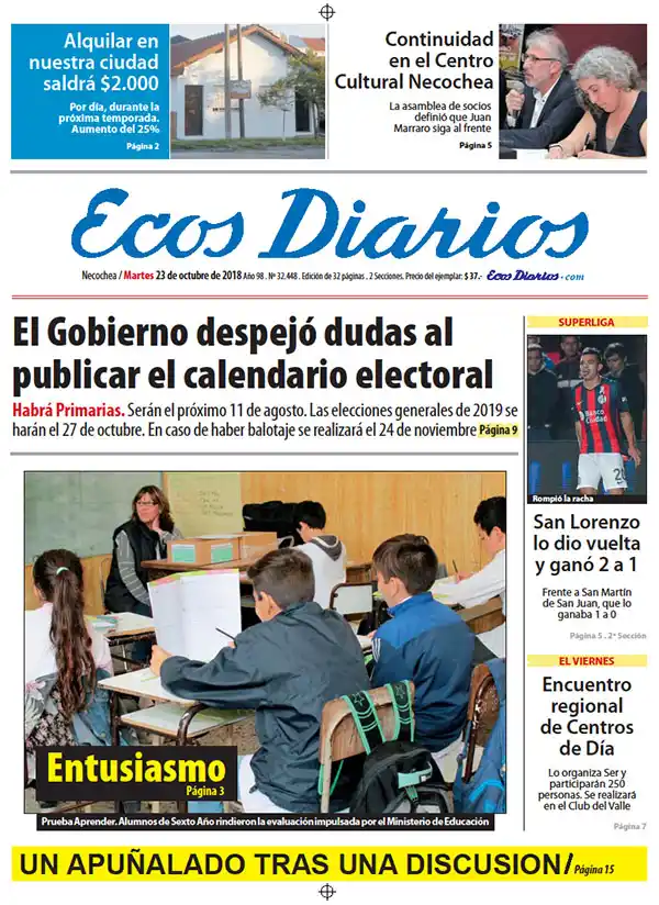 Tapa del 23 de octubre de 2018