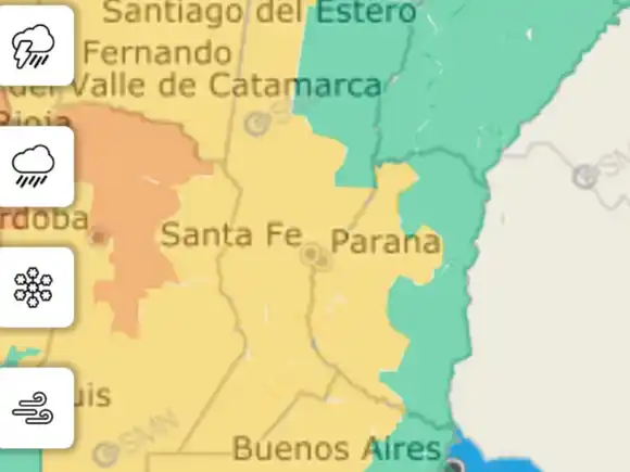 Renuevan alerta amarillo por fuertes lluvias y tormentas para siete departamentos