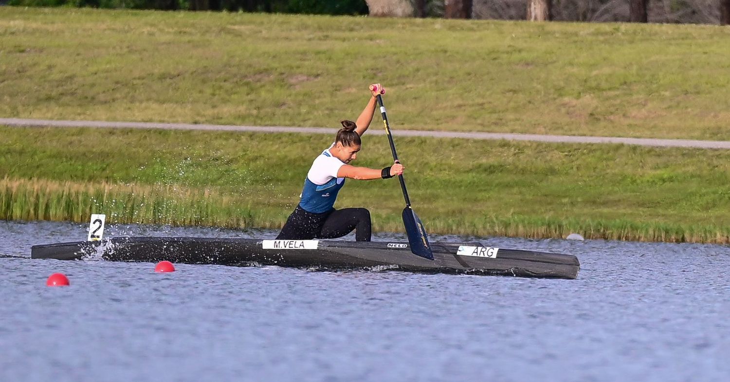 Martina Vela durante la competencia de C1 500 metros.