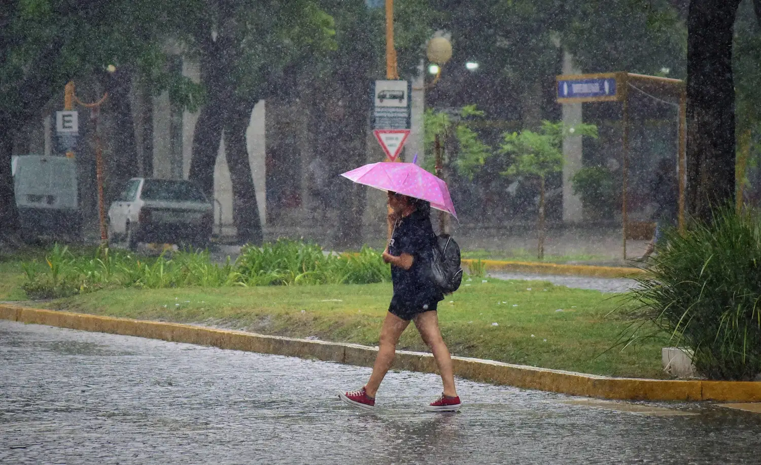 Mañana lluviosa en la ciudad.