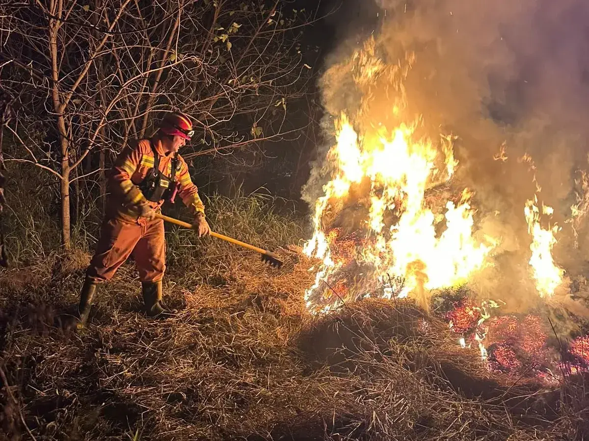 Intensas llamas: los Bomberos controlaron un incendio de rollos en un predio de la región
