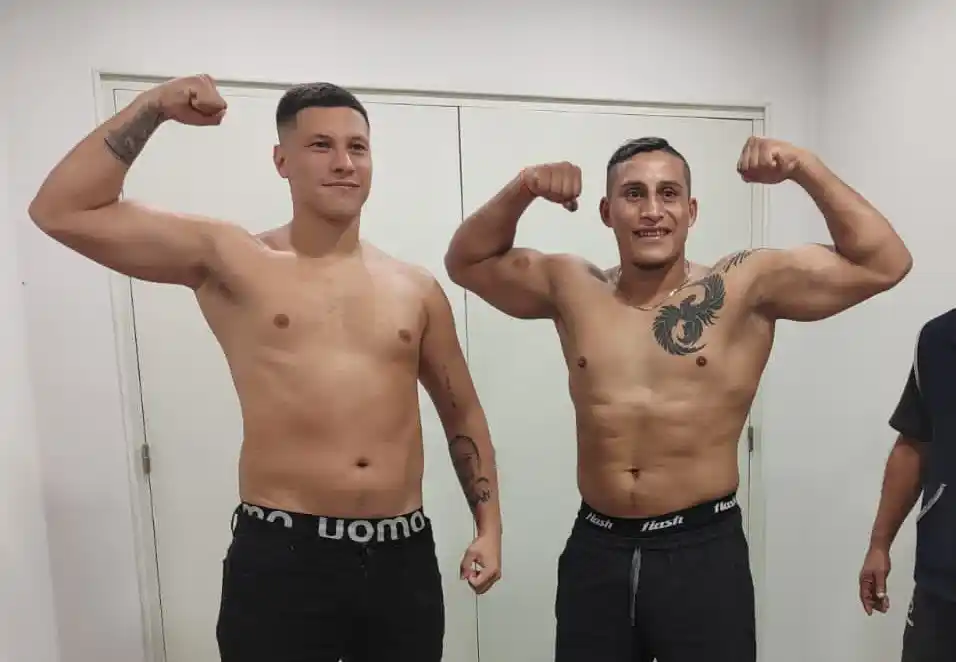 Guillermo Andino y César Reynoso en el pesaje.