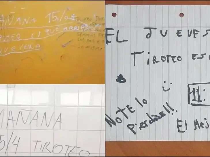 Imágenes de las amenazas en escuelas de todo el país, que se viralizaron a través de redes sociales. (X)