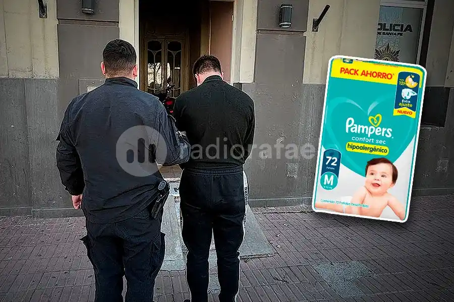 Aprovechó un descuido, robó un paquete de 72 pañales, pero lo atraparon: quedó grabado en las cámaras