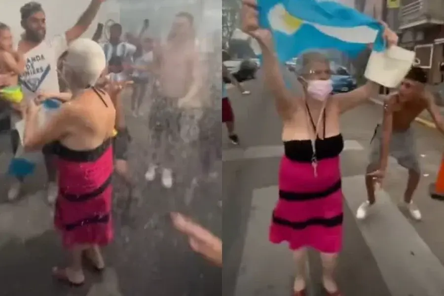 VIDEO | Sigue la cábala: la famosa "ABUELA" salió a las calles luego de la victoria de la Argentina