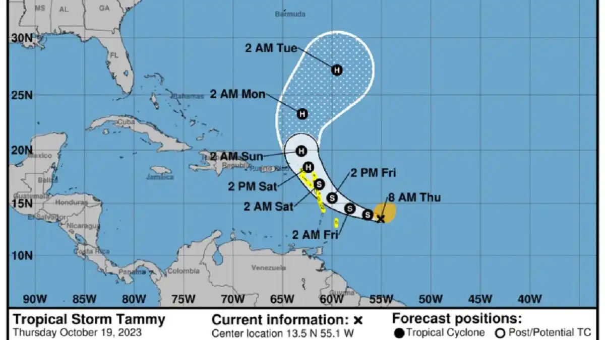 Inameh prevé más lluvias y ráfagas de viento por paso de huracán Tammy por el Caribe