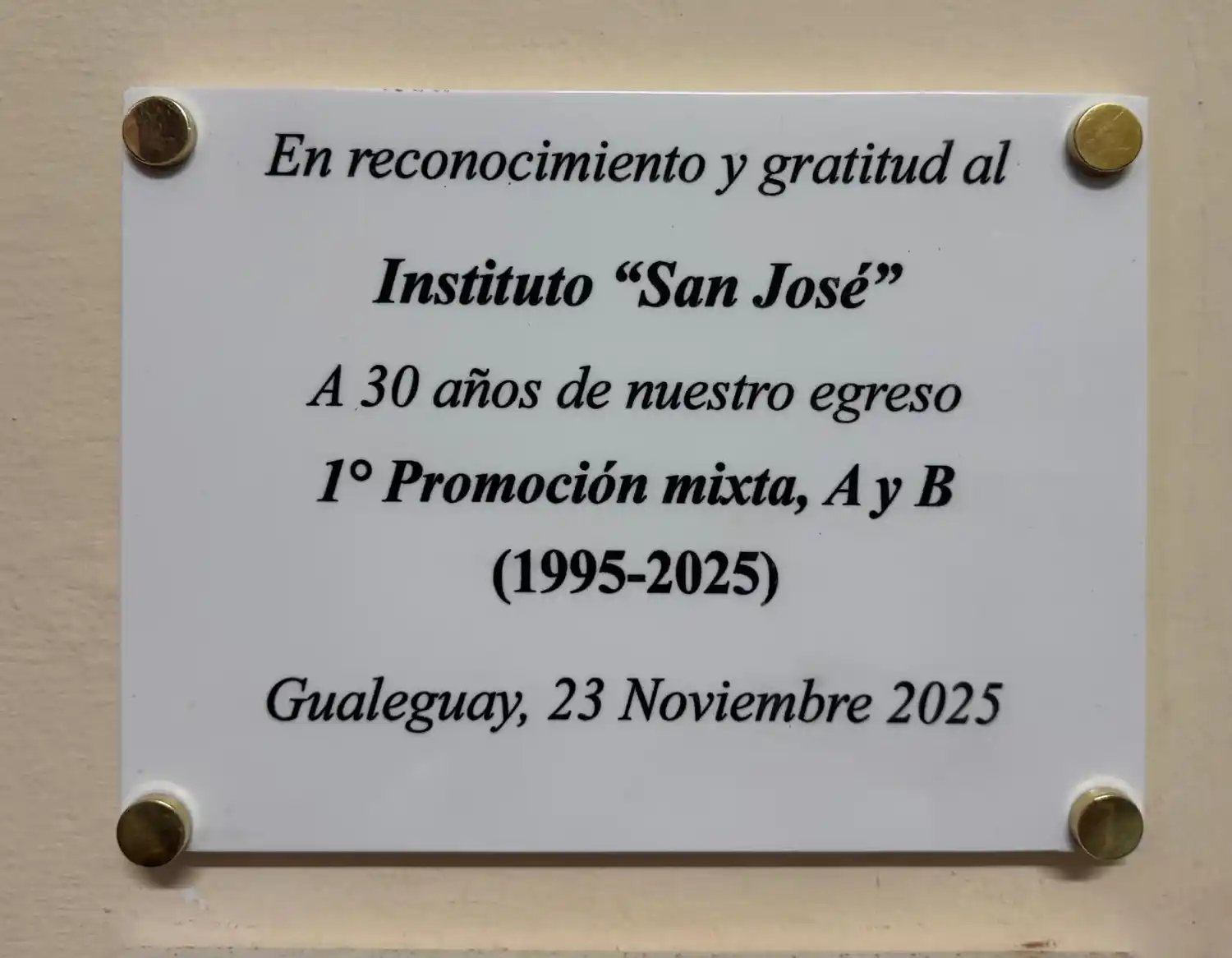 Placa conmemorativa Promoción Mixta `95-
