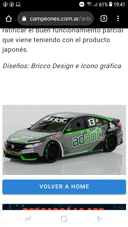 Se presentó el diseño del Honda de Mariano Pernía