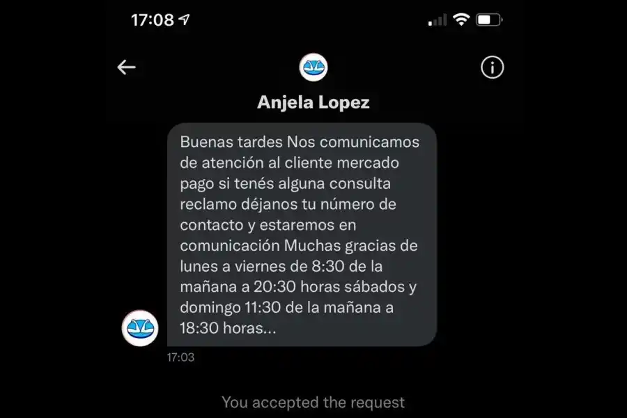 Uno de los engañados se realiza en nombre de Mercado Pago con el fin de dejar la cuenta de la billetera virtual del usuario sin fondos