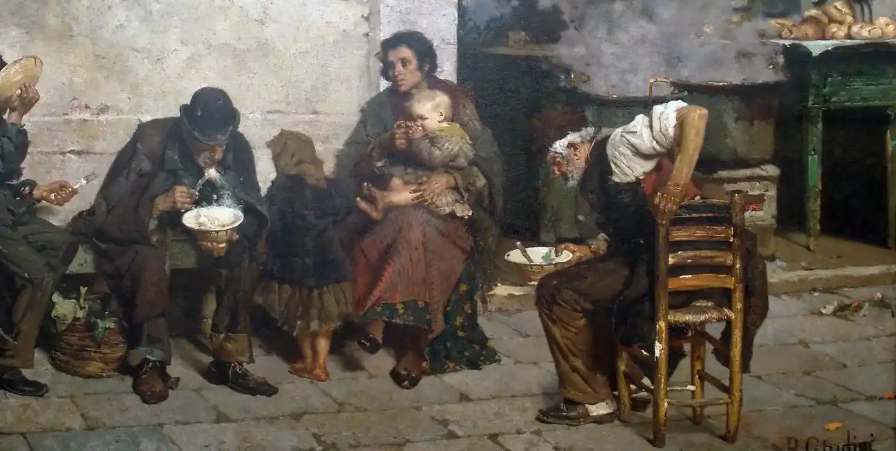 “La sopa de los pobres (Venecia)”, óleo sobre tela de 1884. Foto: Museo Nacional de Bellas Artes
