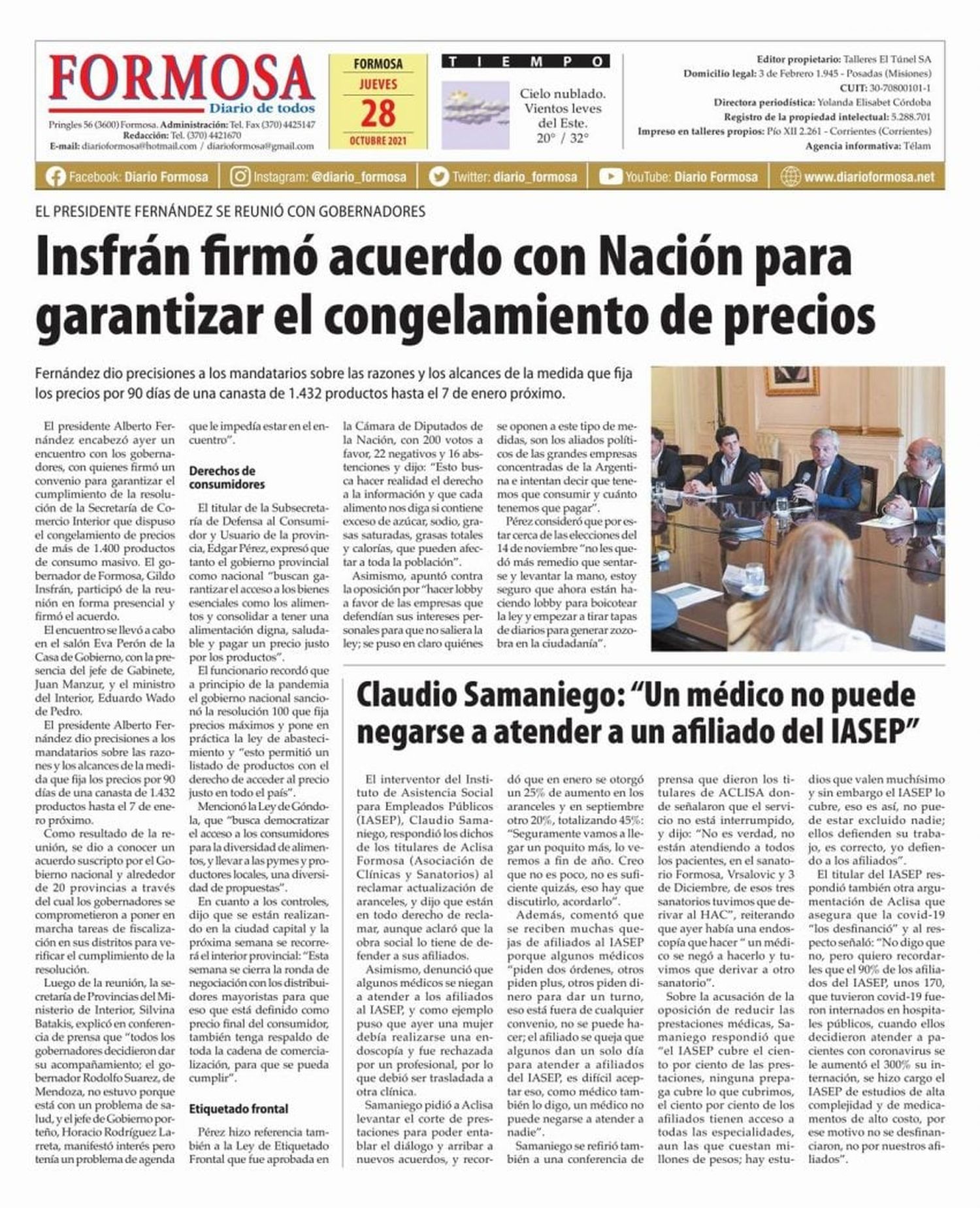 Tapa y Contratapa 28 de octubre de 2021