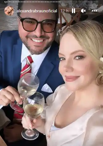 Alexandra Braun y Adrián Delgado el día de su boda civil. Foto Instagram