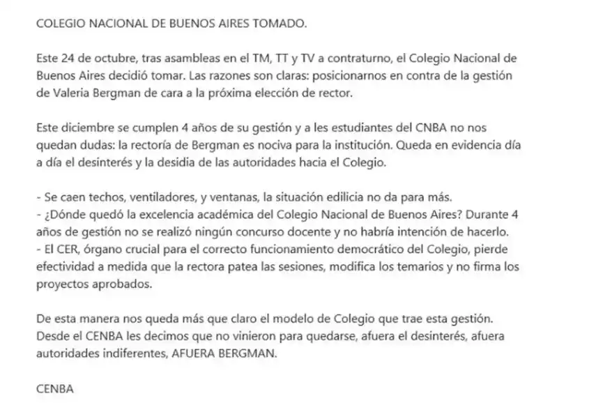 Toma de colegios en CABA