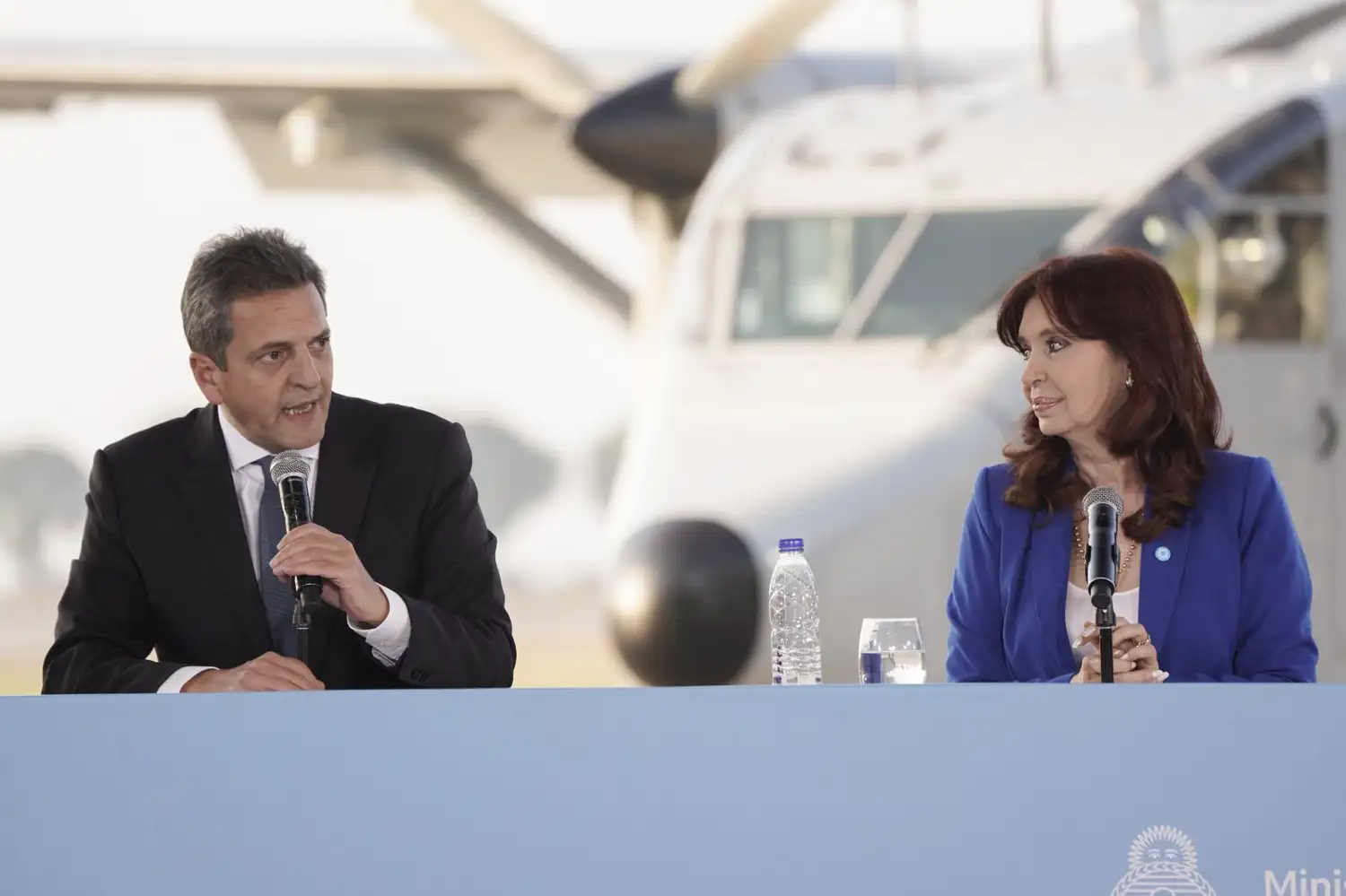 Sergio Massa y Cristina Kirchner, durante el acto de ayer.