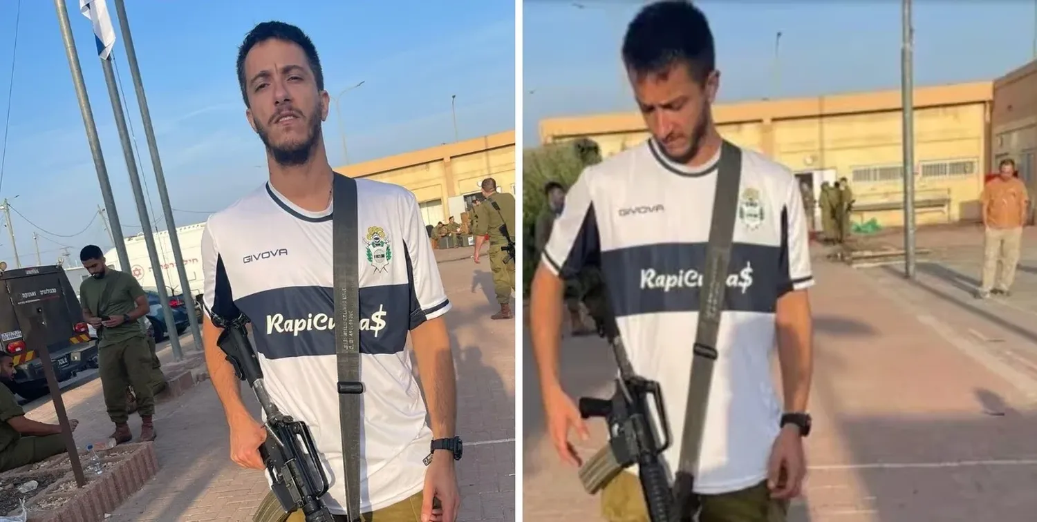 Natán con la camiseta de Gimnasia y Esgrima de La Plata.