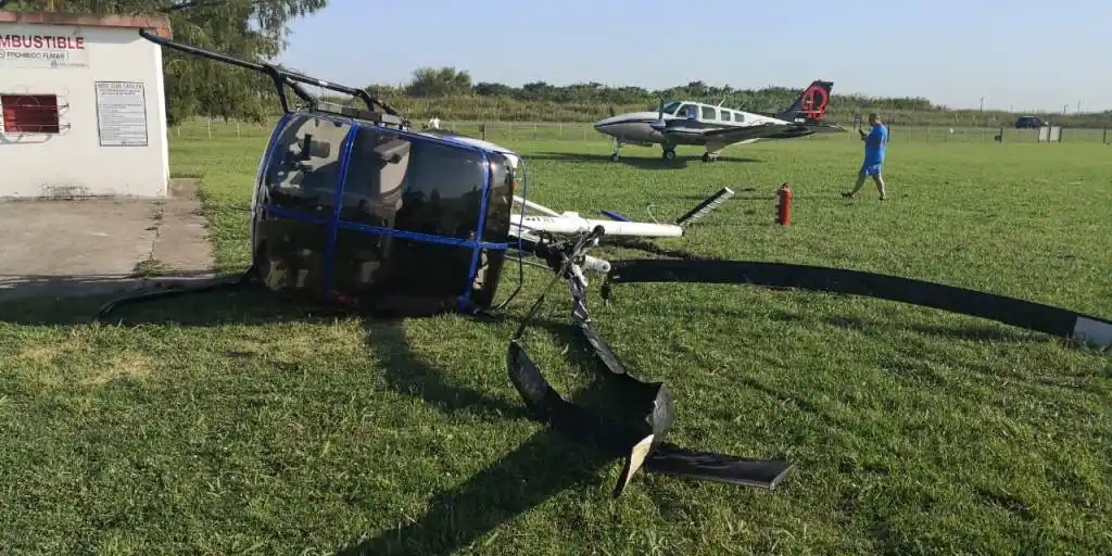 Un helicóptero se desplomó en el Aeroclub Casilda