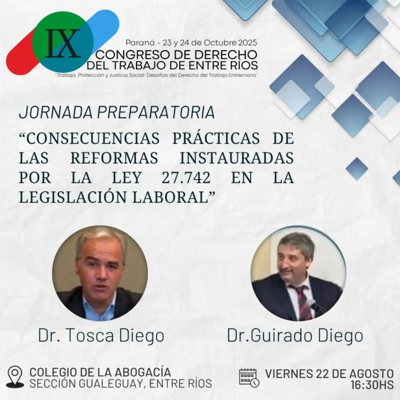 Gualeguay será sede de una jornada preparatoria sobre reformas laborales