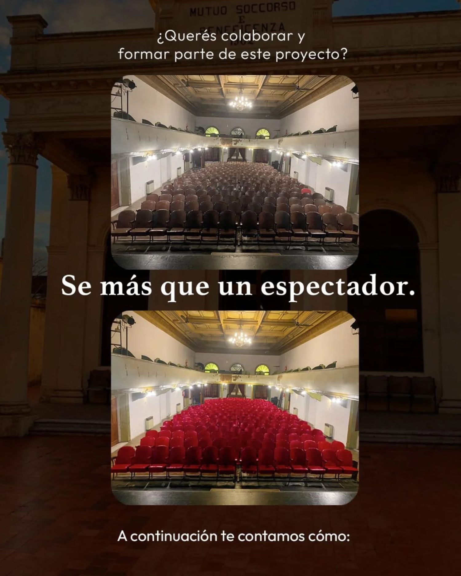 La Sociedad Italia realiza una campaña para retapizar las butacas del teatro