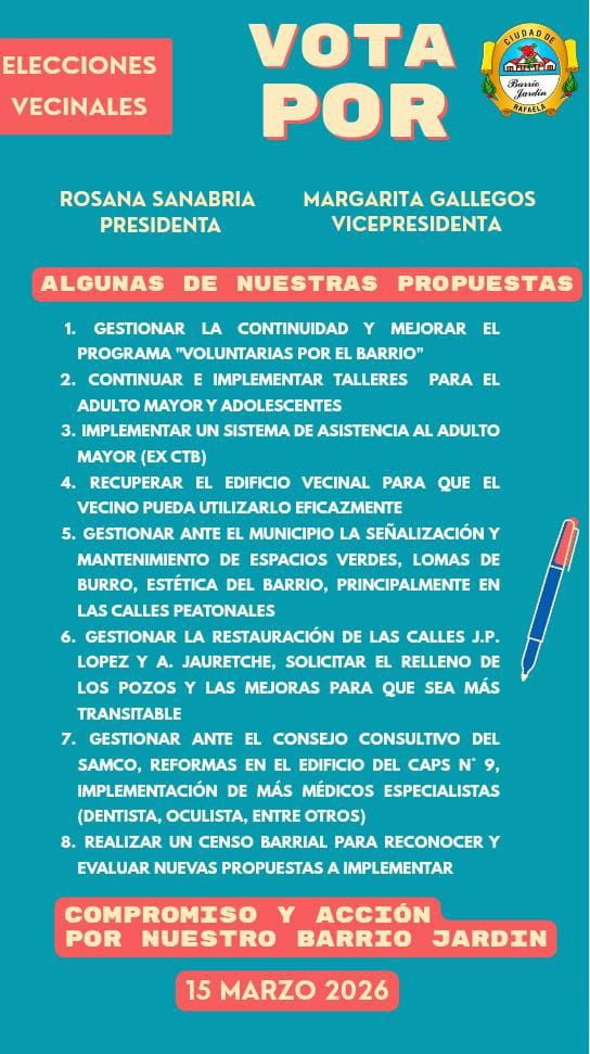 elecciones vecinales barrio jardin rosana sanabria - 1