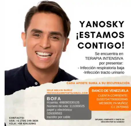 Con este volante, los amigos de Yanosky Muñoz piden ayuda para él. Foto: Cortesía