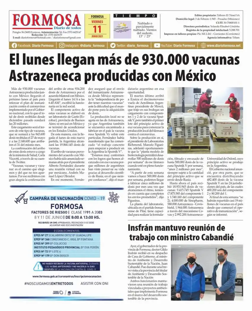 Tapa y Contratapa 11 de junio de 2021